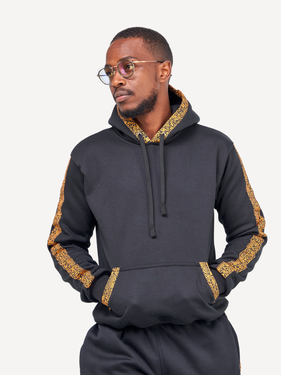 Kali Hoodies Black with Gold KK Print SLEEVES Kitu Kali Africa