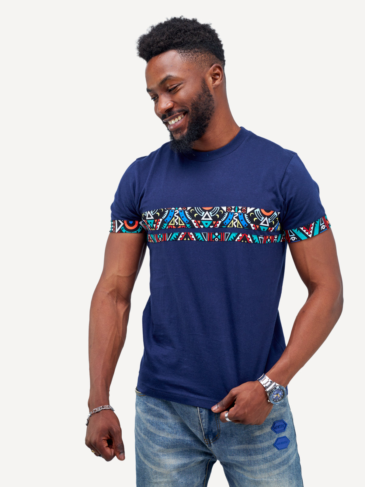 Kali Premium Ts: Navy with Blue Tribal