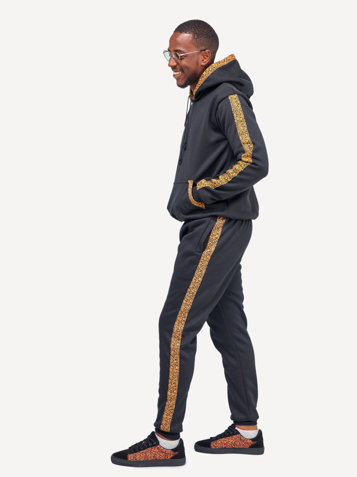 Kali Sweats: Pants - Black with Gold KK Print