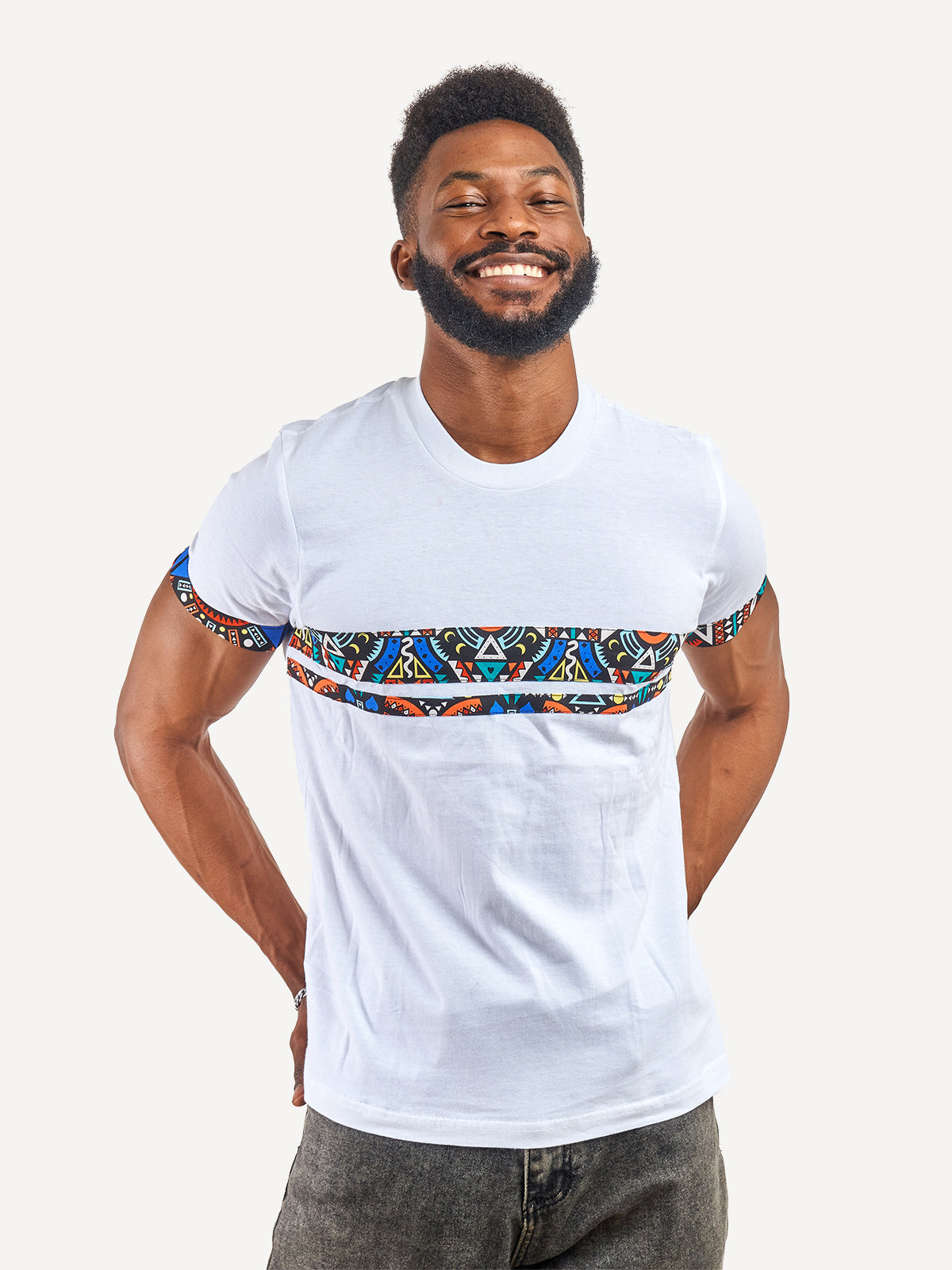 Kali Premium Ts: White with Blue Tribal 2 Strip