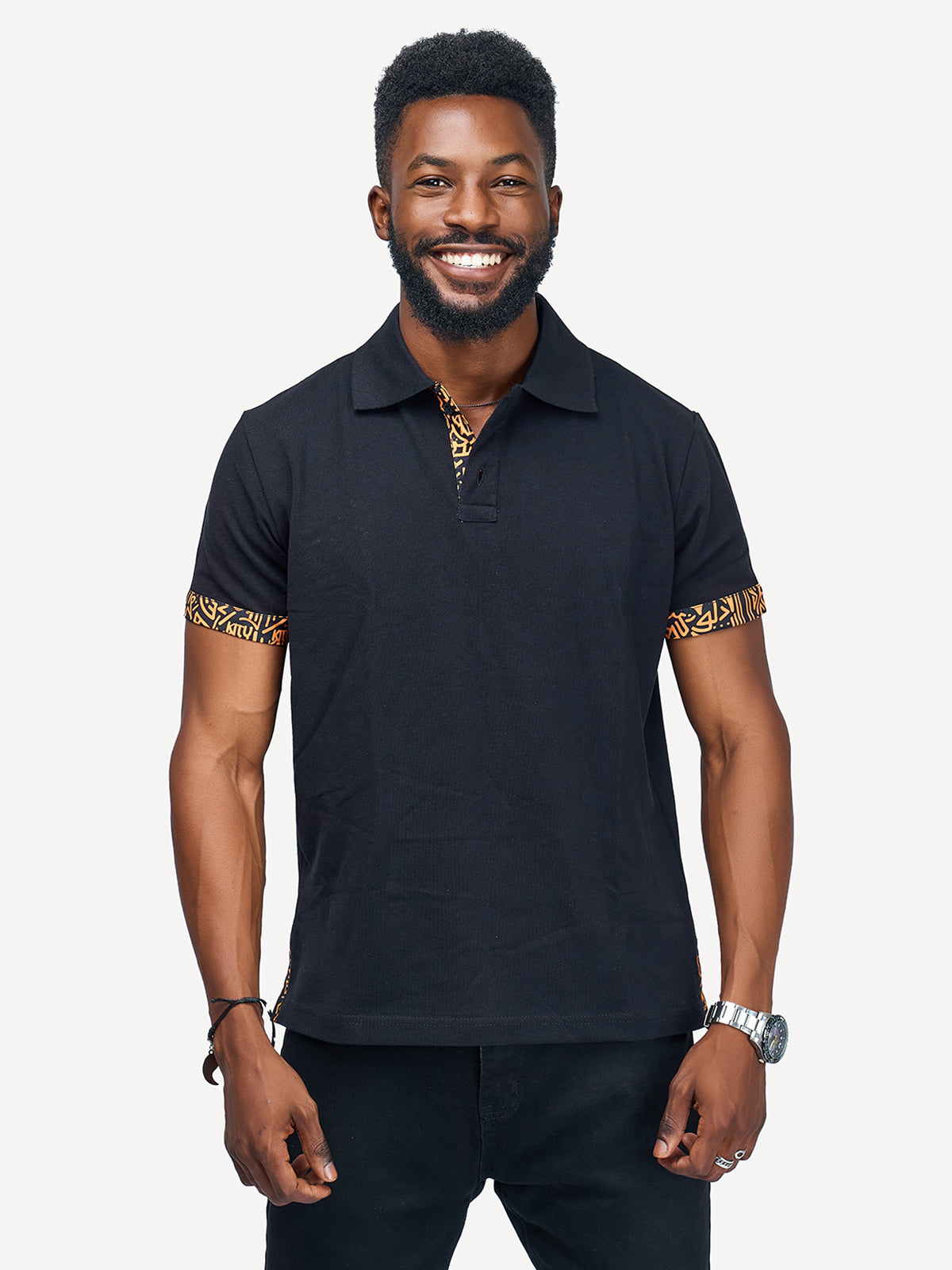 Kali Premium Polos: Black with Gold KK (Collars)