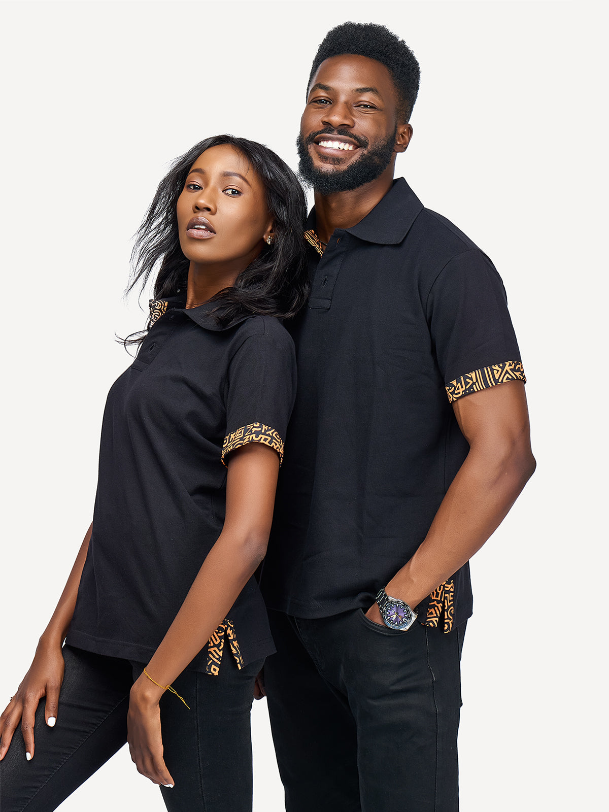 Kali Premium Polos: Black with Gold KK (Collars)