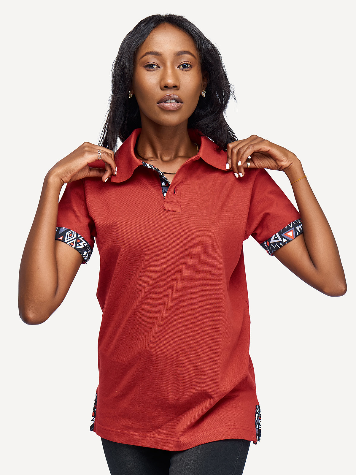 Kali Premium Polos: Terracotta With Red & Grey KK