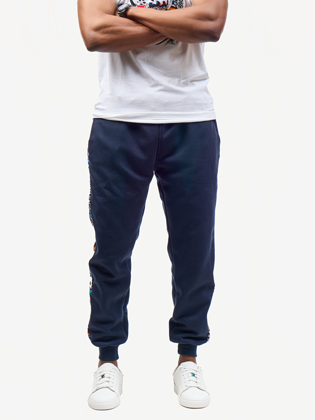 Kali Sweats: Pants - Navy with Blue Tribal