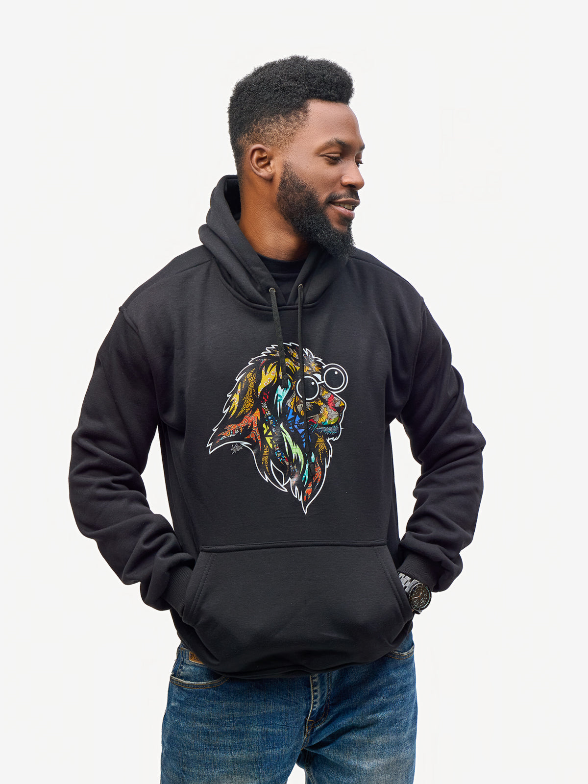 Kali Graphic Hoodies: Black with Simba