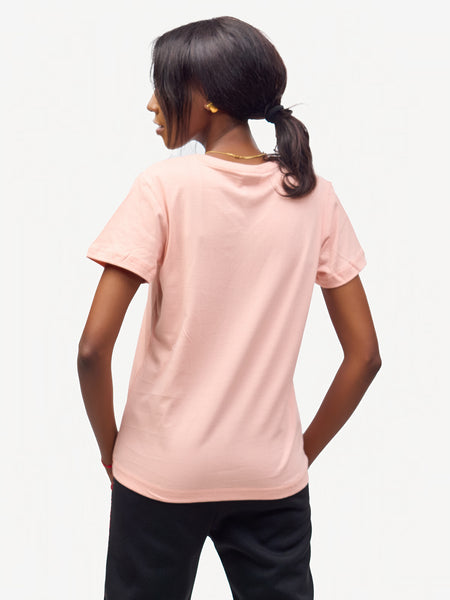 Ladies Graphic Ts: Baby pink with Flamingo