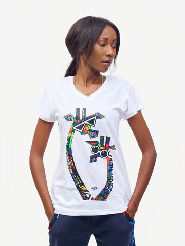 Kali Graphic Ts: Ladies - White with Twiga