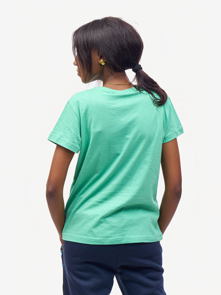 Ladies Graphic Ts: Lagoon Green with Twiga