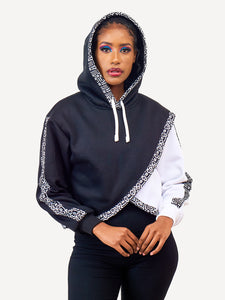 Ladies Block Hoodies: Crop - White & Black with B&W KK