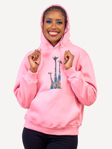 Graphic Hoodies Baby Pink with Twiga Tatu Kitu Kali Africa