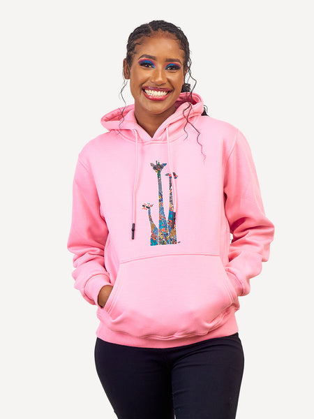 Graphic Hoodies: Baby Pink with Twiga Tatu