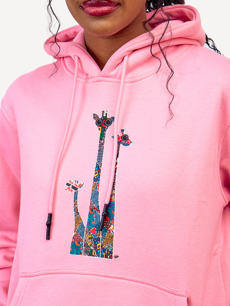 Graphic Hoodies: Baby Pink with Twiga Tatu