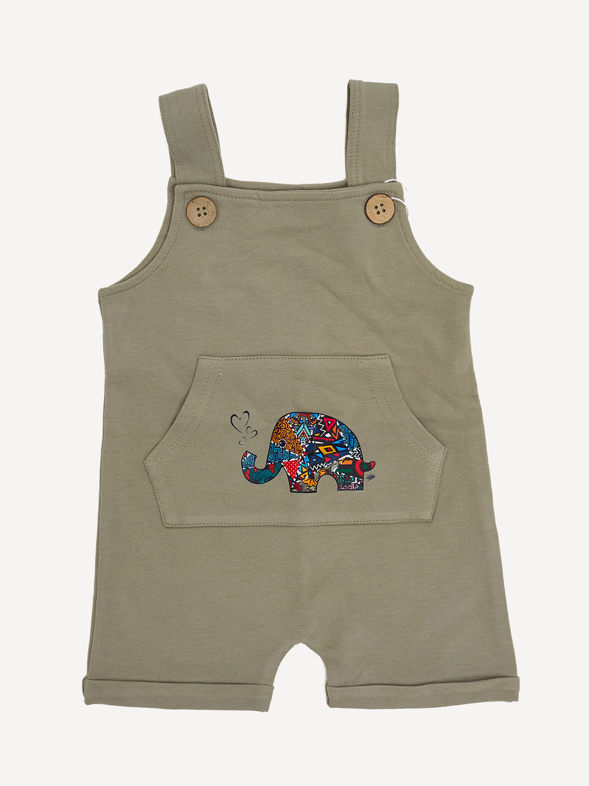 Kali Totos: Dungaree Shorts - Mint with Mini Tembo