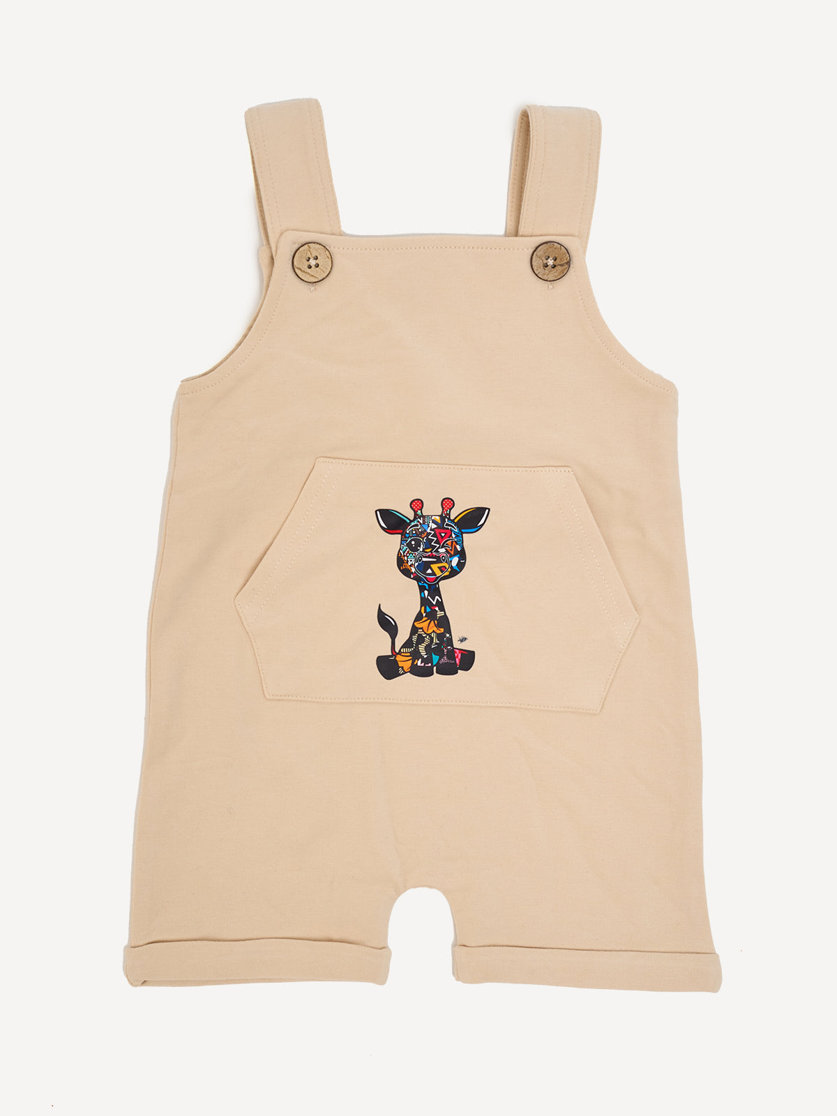 Kali Totos: Dungaree Shorts - Oatmeal with Mini Twiga 2