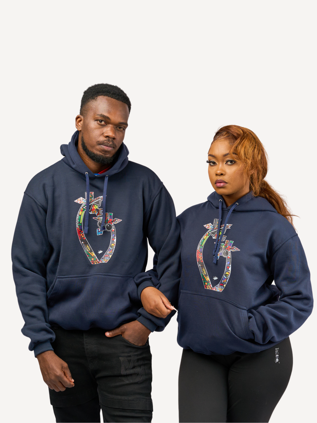 Kali Graphic Hoodies: Navy with Twiga