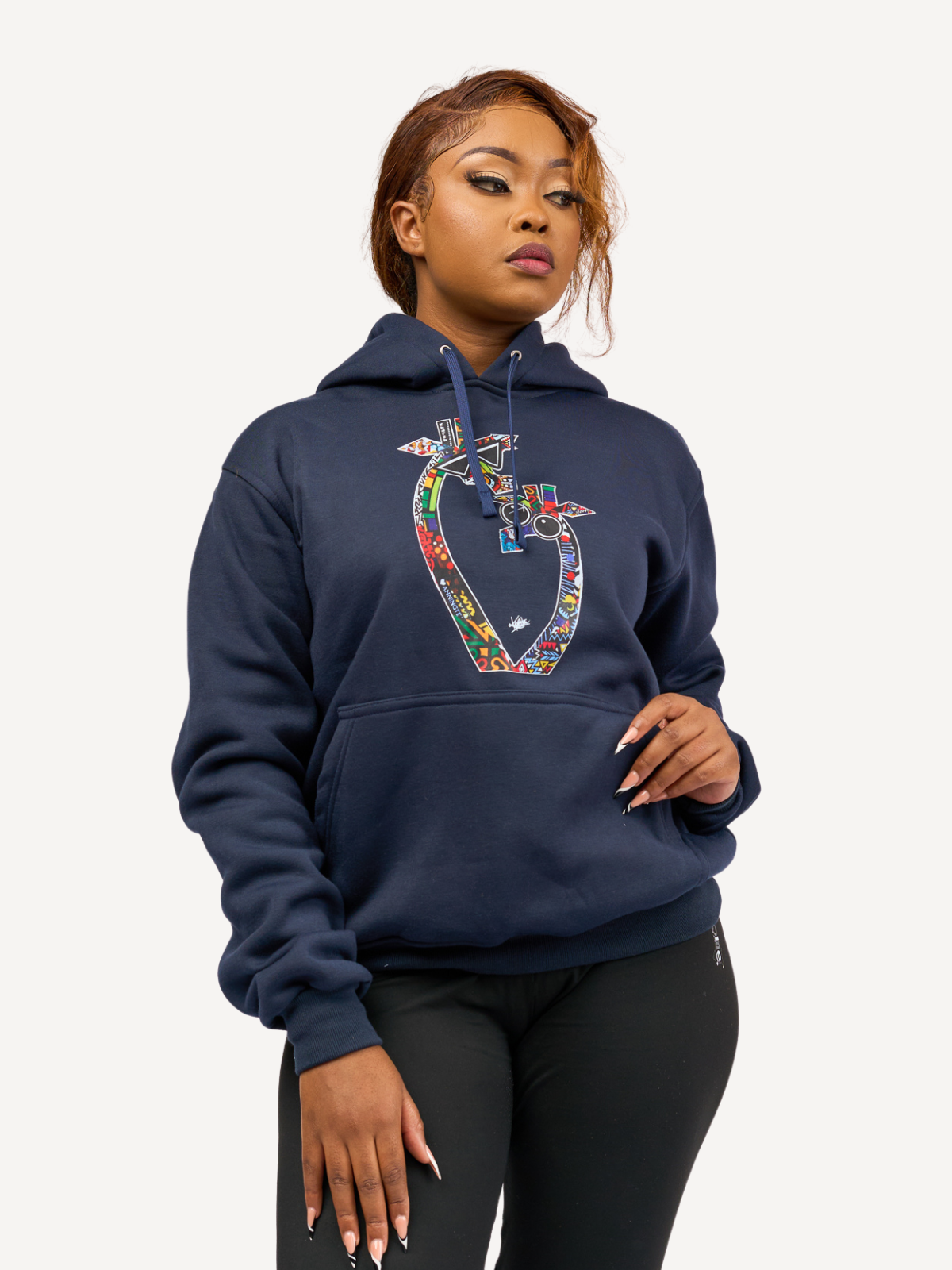 Kali Graphic Hoodies: Navy with Twiga