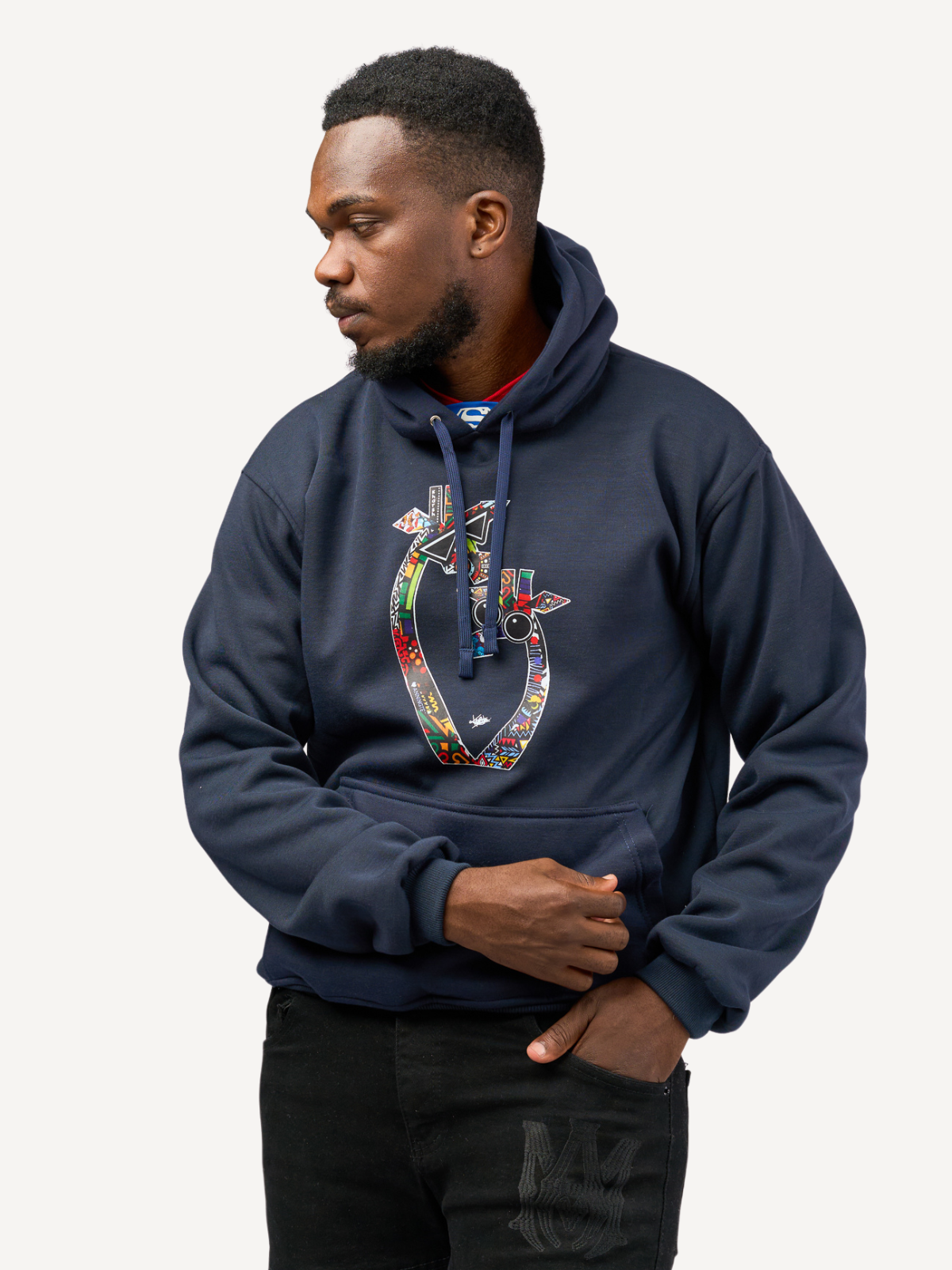 Kali Graphic Hoodies: Navy with Twiga