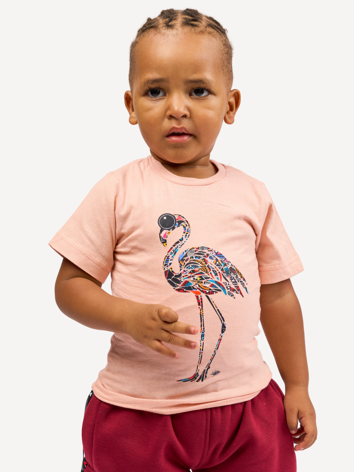 Kali Kids Ts: Baby Pink with Flamingo