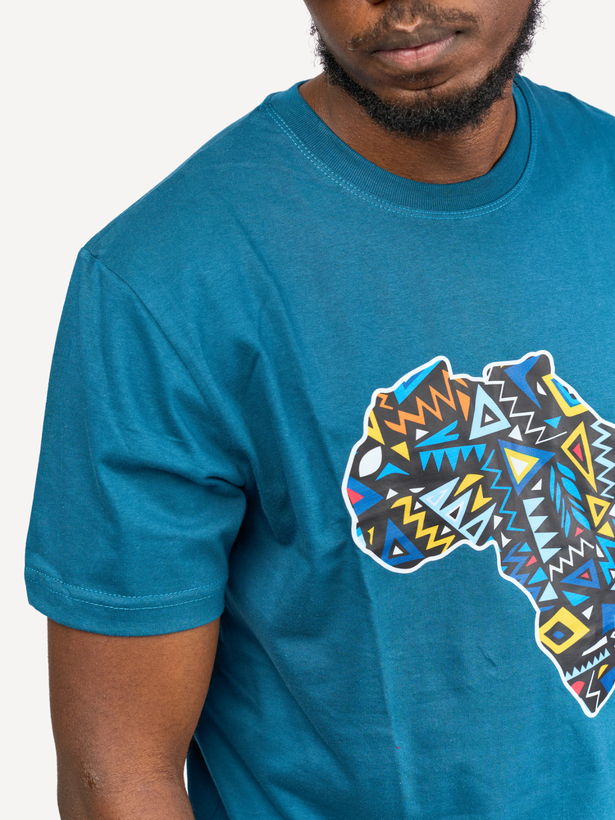 Kali Graphic Ts: Petrol Blue with African Map