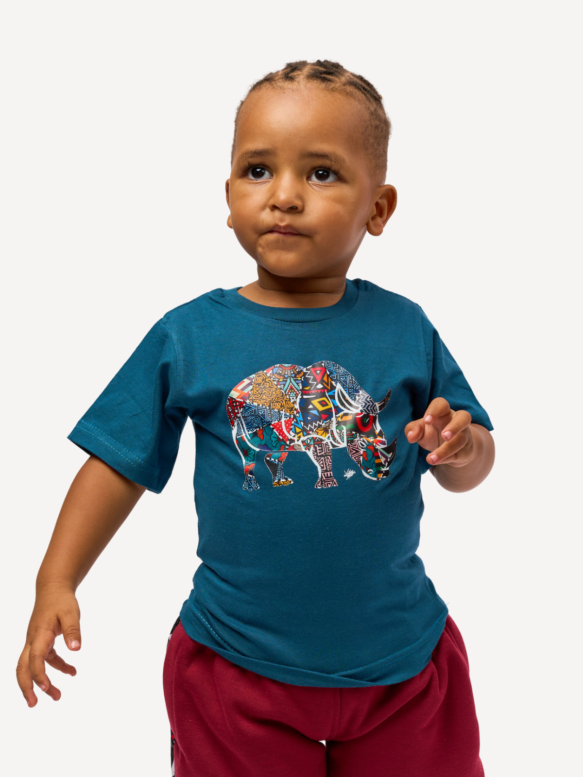 Kali Kids Ts: Petrol Blue with Kifaru