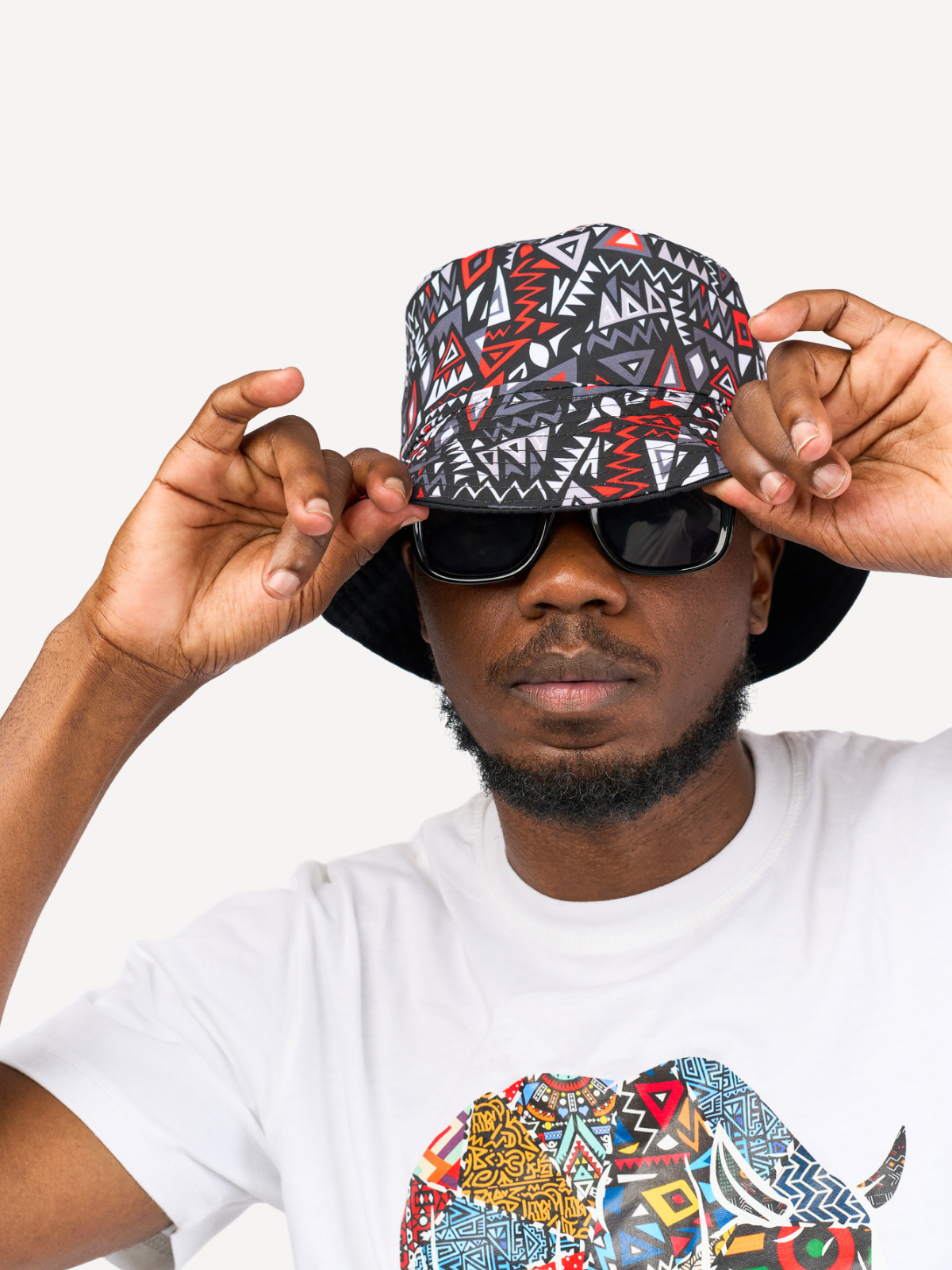 Kali Bucket Hats: Red & Grey KK