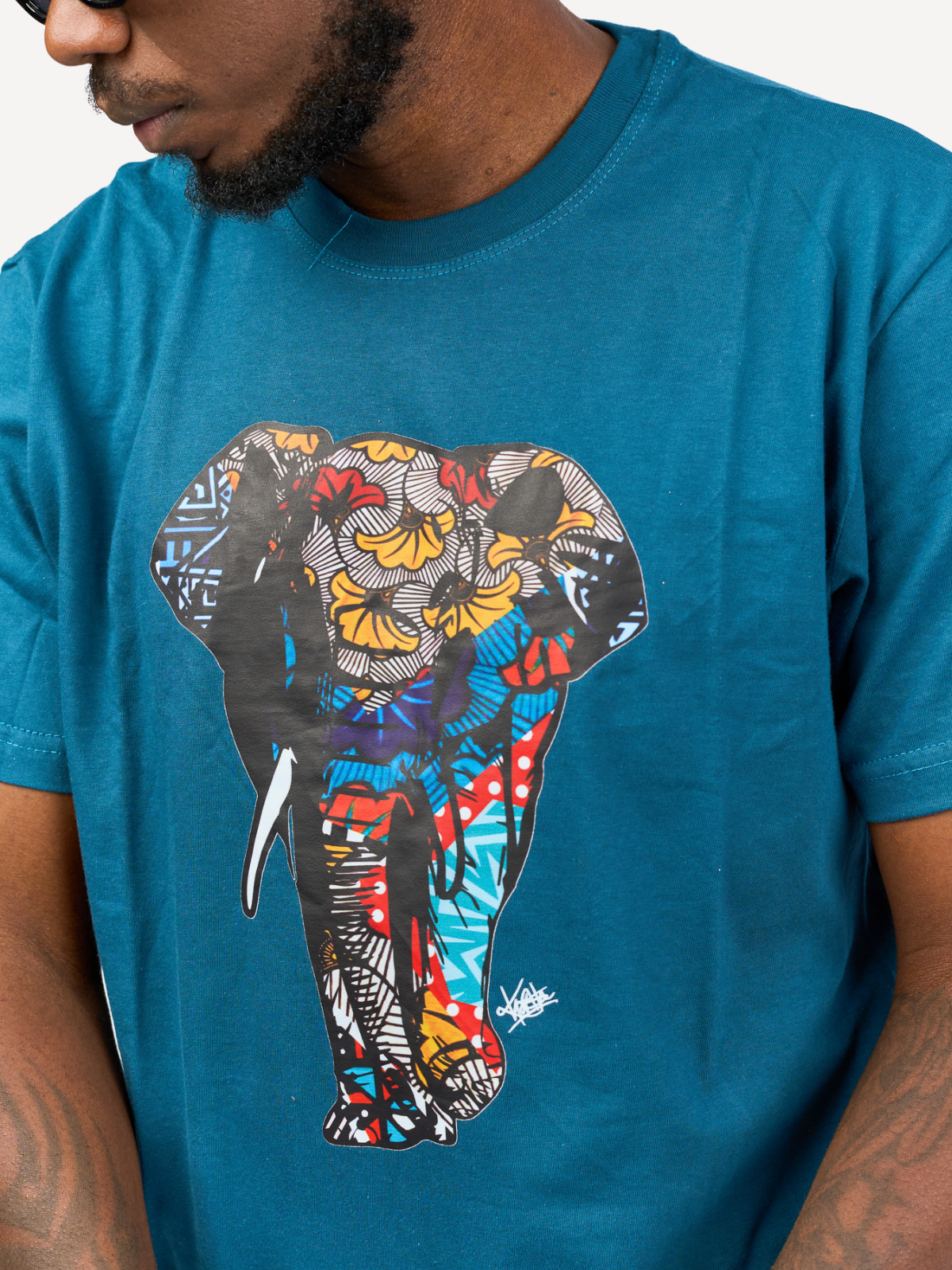 Kali Graphic Ts: Petrol Blue with Tembo 3