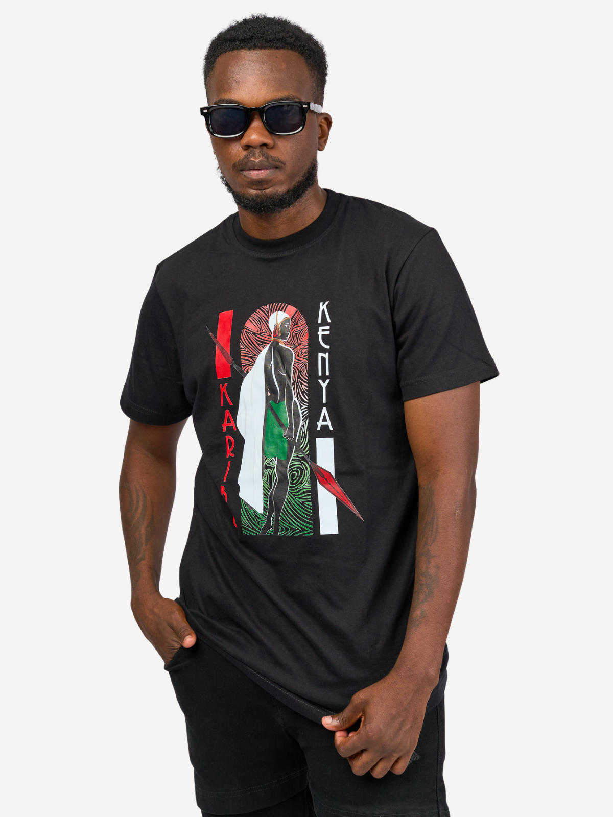 Kali Graphic Ts: Black with Karibu Kenya