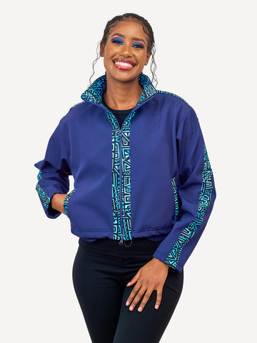 Navy with Blue & Black KK - Womens Softshell Jacket