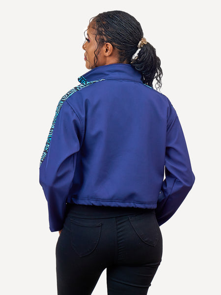 Navy with Blue & Black KK - Womens Softshell Jacket