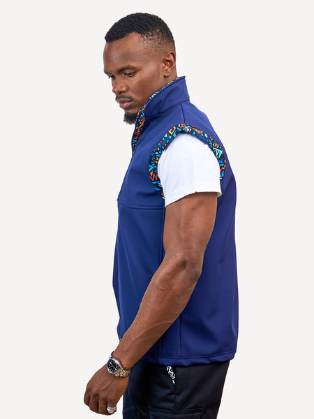 Navy with Blue KK Mens Softshell Jacket: Sleeveless