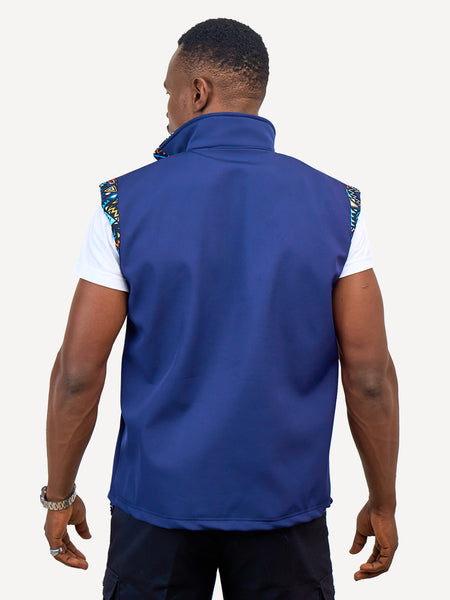 Navy with Blue KK Mens Softshell Jacket: Sleeveless